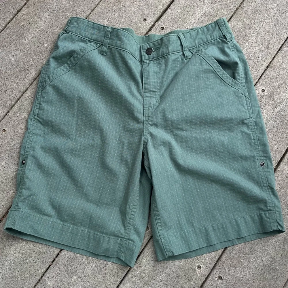 Carhartt Green Work Shorts Women 12 33x9”‎ Roll Tab BS213-W Force Rip Stop - Picture 10 of 12